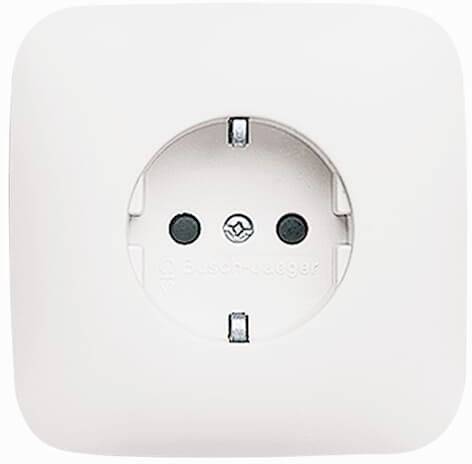 Bílá vestavná zásuvka se dvěma kulatými zásuvkami.