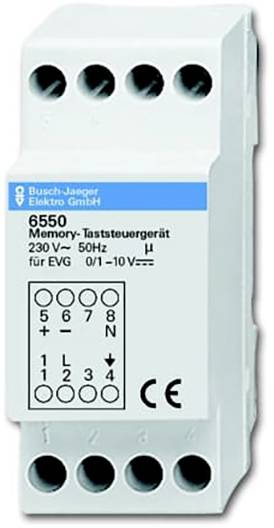 Ovládací přístroj Busch-Jaeger Memory-Dotyková řídící jednotka 6550 pro 230V, 50Hz, s označením CE, vhodný pro elektromagnetické předřadníky 0/1-10V. Elektrické řídicí zařízení.