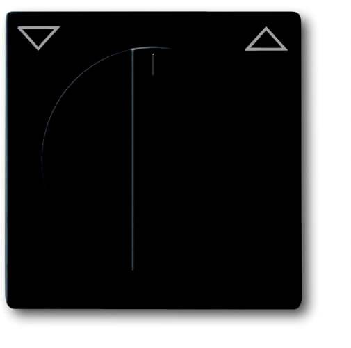 Černý přepínač s minimalistickým designem. Nahoře šipka směřující nahoru, dole šipka směřující dolů.
