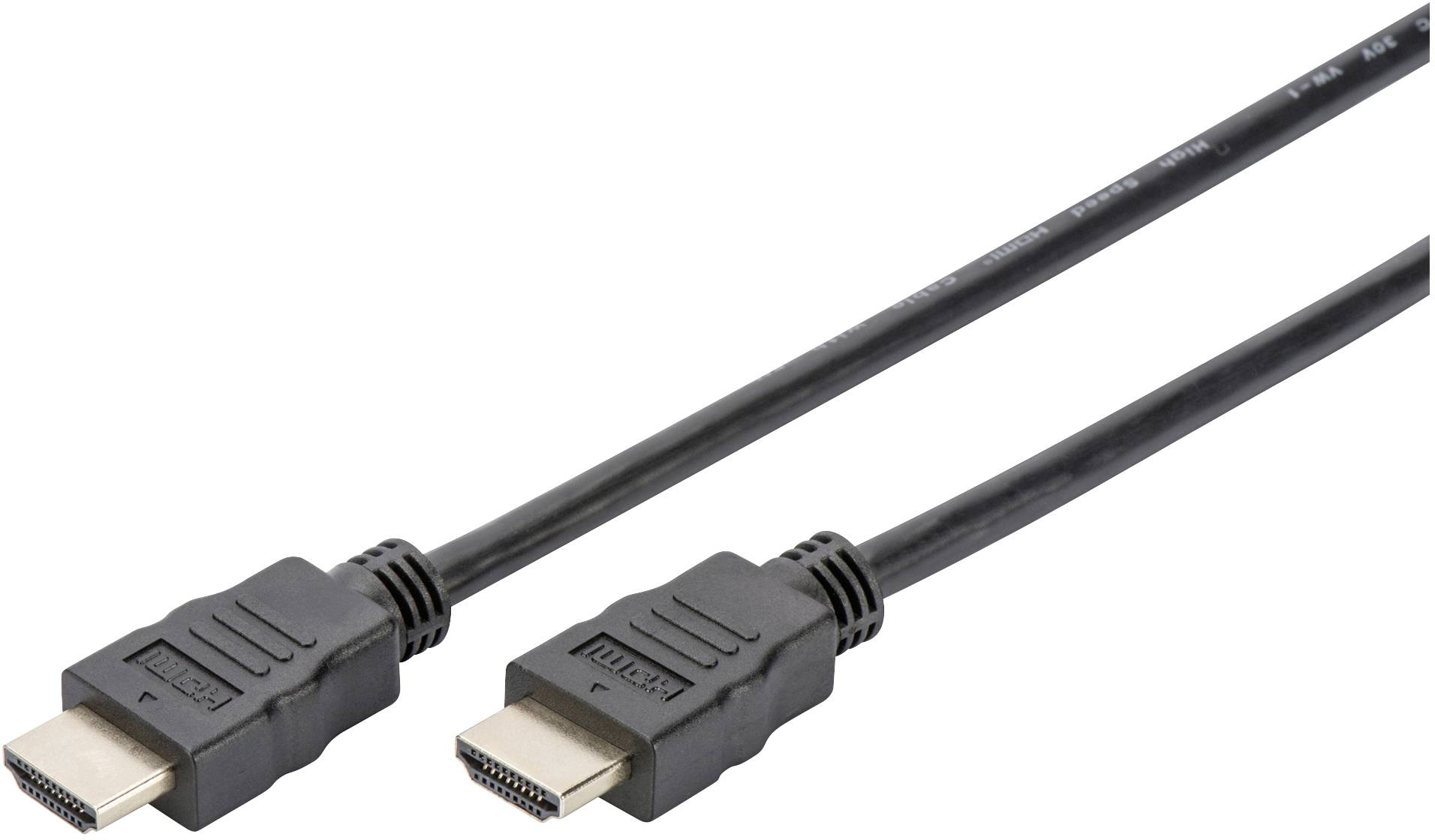 Dva černé HDMI kabely se zástrčkami na obou koncích, určené pro přenos audio a video signálů mezi zařízeními, jako jsou televize a počítače.