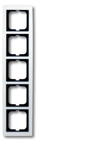 Pětinásobný rámeček pro vypínače nebo zásuvky, vertikálně orientovaný. Nenápadný, moderní design v bílé barvě.