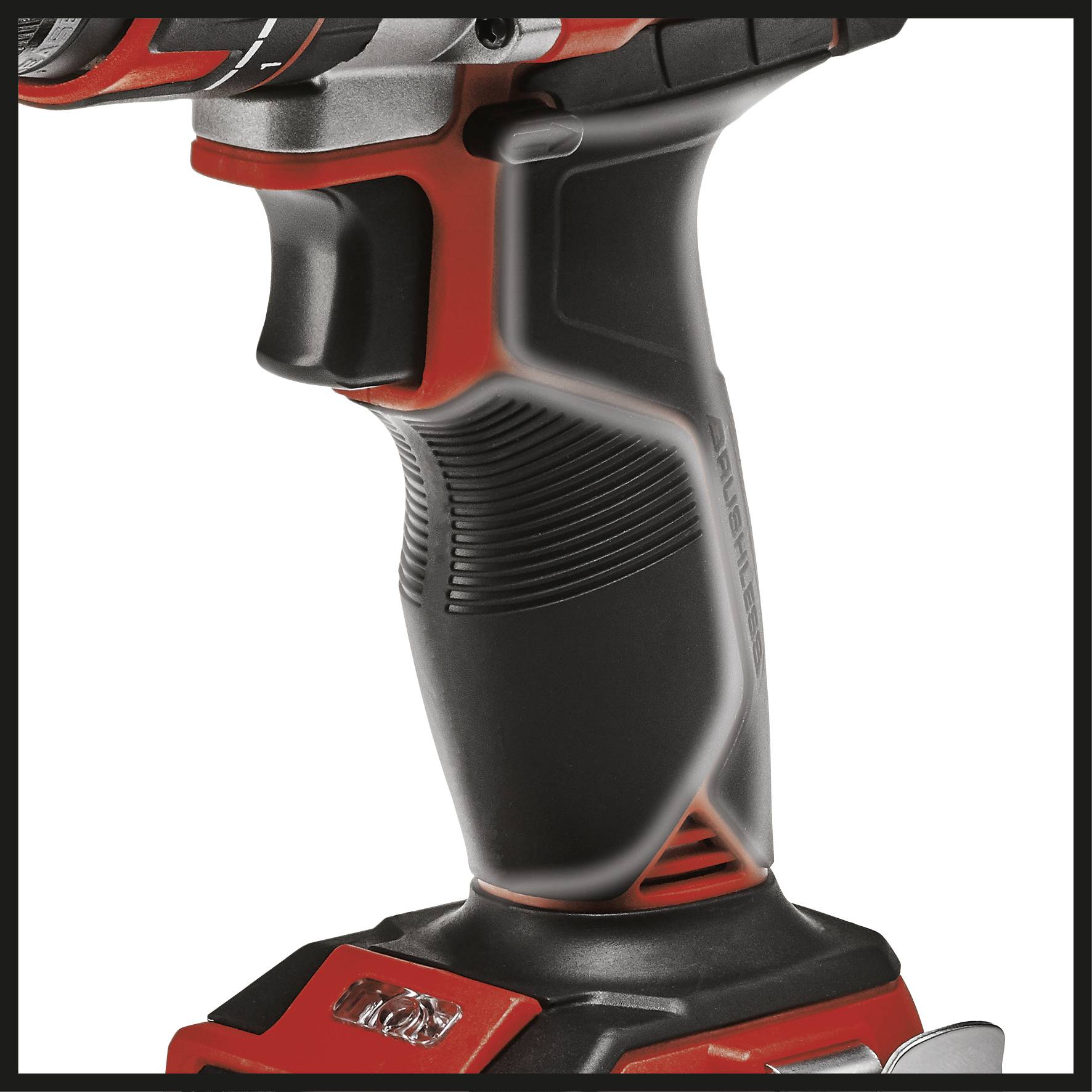Červený bezdrátový akumulátorový šroubovák s ergonomickou rukojetí a černým tělem. Ideální pro řemeslné práce.