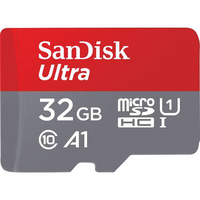 SanDisk Ultra microSD karta, 32 GB, třída 10, A1, vhodná pro mobilní zařízení, nabízí vysokou rychlost a výkon.