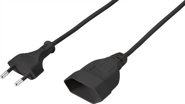 Sygonix SY-5044230 napájecí prodlužovací kabel, černá, 0.20 m