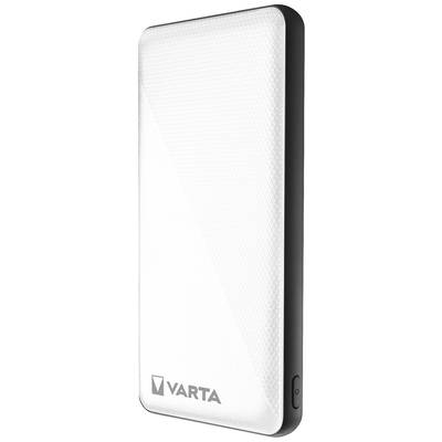 Powerbanka 'VARTA' v černé a bílé barvě s elegantním, obdélníkovým designem.