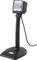 Černý čtečka čárových kódů stojí vzpřímeně na flexibilním stojanu.