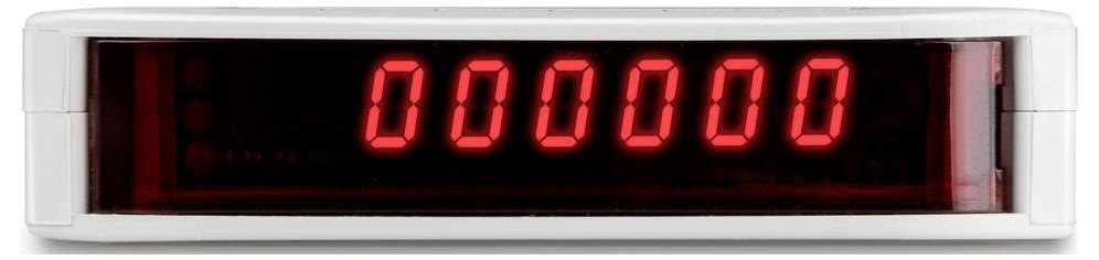 Digitální displej zobrazuje číslo '000000' na červeném displeji.