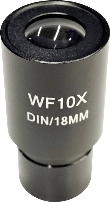 Mikroskopický okulár s nápisem 'WF10X DIN/18MM', který poskytuje 10násobné zvětšení.