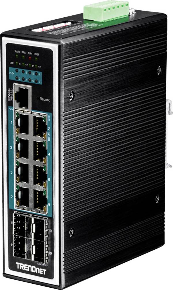 TrendNet 21.22.1193 TI-PG1284i průmyslový ethernetový switch  10 / 100 / 1000 MBit/s funkce PoE