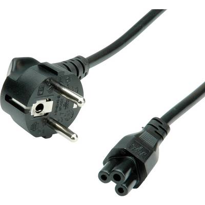 Schuko zástrčka a třípólová zásuvka C5 na síťovém kabelu. Často se používá pro laptopy a malá elektronická zařízení.