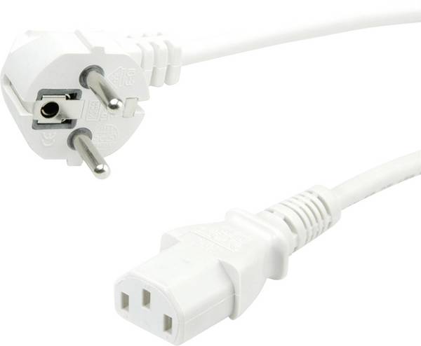 Value 19.99.1019 napájecí kabel  bílá 1.80 m Zahnutý kabelový vývod