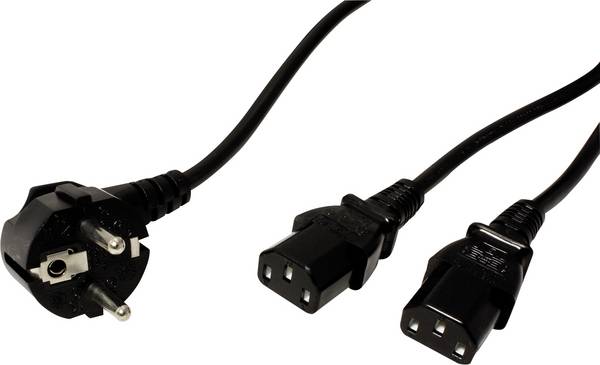 Value 19.99.1022 napájecí kabel  černá 2.00 m Zahnutý kabelový vývod