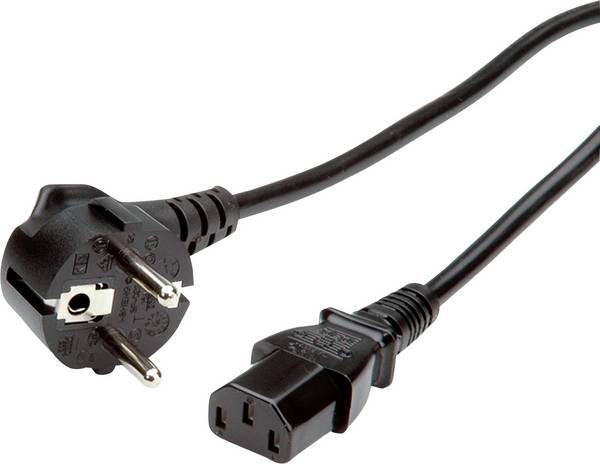 Value 19.99.1017 napájecí kabel  černá 0.60 m Zahnutý kabelový vývod