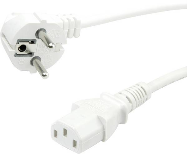 Value 19.99.1016 napájecí kabel  bílá 0.60 m s ochranným vodičem