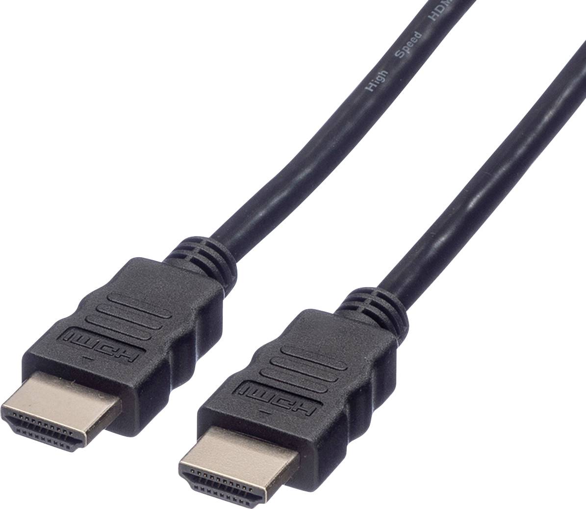 Dva černé HDMI kabely se zástrčkami, které se používají pro připojení zařízení jako jsou počítače, televize nebo monitory.