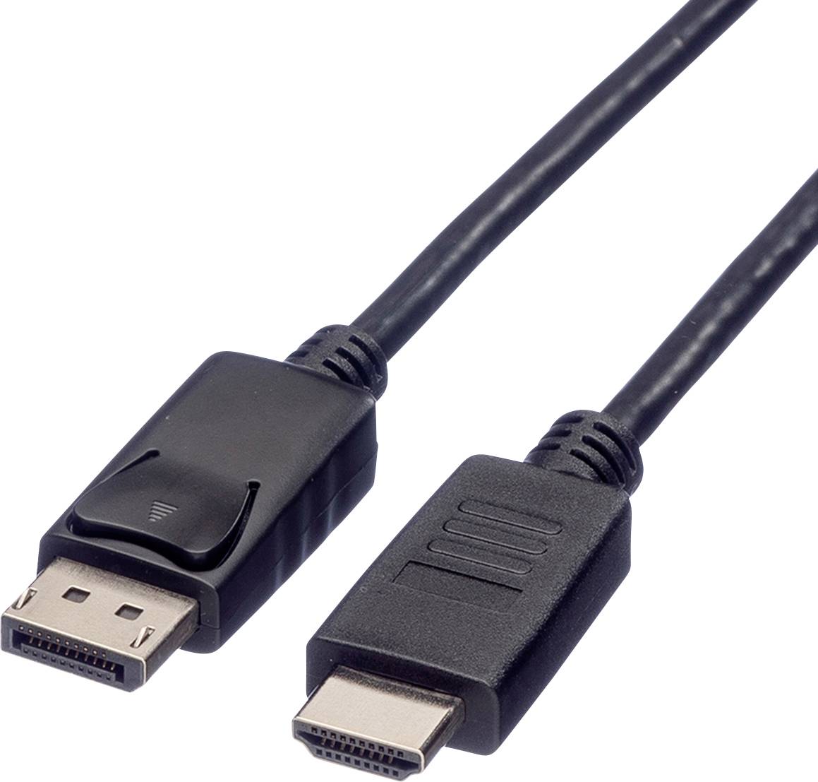 Vedle sebe leží DisplayPort a HDMI konektor. Oba kabely jsou černé a ukazují různé typy připojení.
