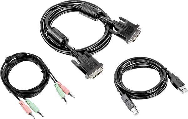 TrendNet KVM kabel [1x DVI zástrčka 18+5pólová, USB 2.0 zástrčka A, jack zástrčka 3,5 mm - 1x DVI zástrčka 18+5pólová, USB 2.0 zásuvka B, jack zástrčka 3,5 mm] 1.80 m černá