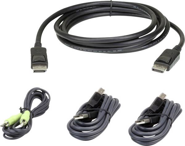 ATEN KVM kabel [1x zástrčka DisplayPort, USB 2.0 zástrčka A, jack zástrčka 3,5 mm - 1x USB 2.0 zásuvka B, jack zástrčka 3,5 mm, zástrčka DisplayPort] 3.00 m černá