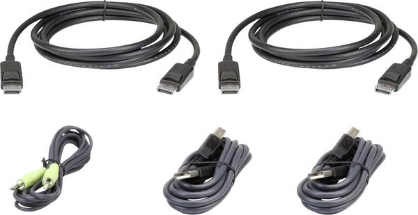 ATEN KVM kabel [1x zástrčka DisplayPort, USB 2.0 zástrčka A, jack zástrčka 3,5 mm - 1x USB 2.0 zásuvka B, jack zástrčka 3,5 mm, zástrčka DisplayPort] 3.00 m černá
