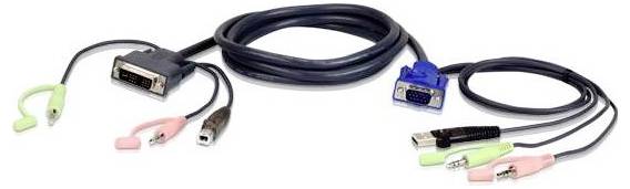 ATEN KVM kabel [1x VGA zástrčka, USB 2.0 zástrčka A, jack zástrčka 3,5 mm - 1x USB 2.0 zásuvka B, jack zástrčka 3,5 mm, -0