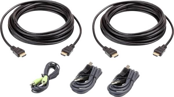 ATEN KVM kabel [1x HDMI zástrčka, USB 2.0 zástrčka A, jack zástrčka 3,5 mm - 1x HDMI zástrčka, jack zástrčka 3,5 mm, USB 2.0 zásuvka B] 3.00 m černá