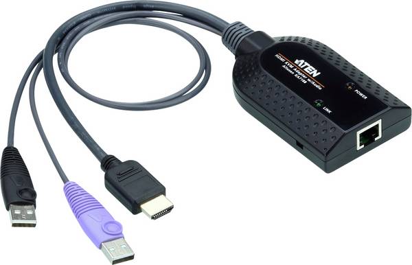 ATEN KVM, PC KVM adaptérový kabel [1x HDMI zástrčka, USB A - 1x RJ45 zásuvka] 0.2 m černá