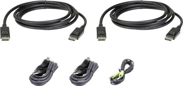 ATEN KVM kabel [1x zástrčka DisplayPort, USB 2.0 zástrčka A, jack zástrčka 3,5 mm - 1x USB 2.0 zásuvka B, jack zástrčka 3,5 mm, zástrčka DisplayPort] 1.80 m černá