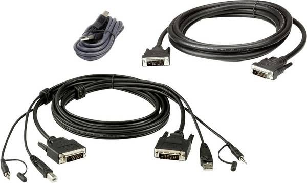 ATEN KVM kabel [1x DVI-D zástrčka , USB 2.0 zástrčka A, jack zástrčka 3,5 mm - 1x DVI-D zástrčka , USB 2.0 zásuvka A, jack zástrčka 3,5 mm] 1.80 m černá