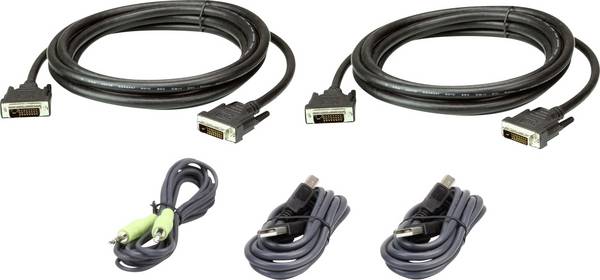 ATEN KVM kabel [1x DVI-D zástrčka , USB 2.0 zástrčka A, jack zástrčka 3,5 mm - 1x DVI-D zástrčka , USB 2.0 zásuvka A, jack zástrčka 3,5 mm] 3.00 m černá