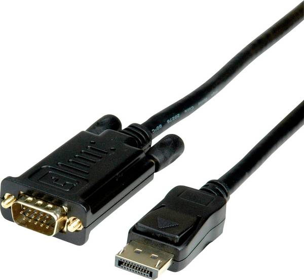 Value DisplayPort / VGA kabelový adaptér Konektor DisplayPort, VGA pólové Zástrčka 2.00 m černá 11.99.5802 s ochranou Kabel DisplayPort