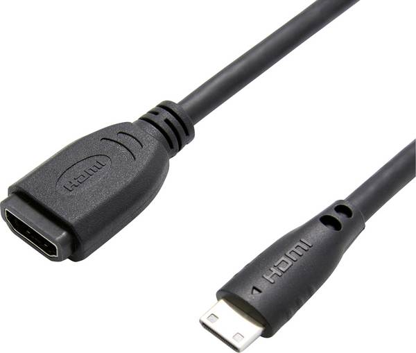 Value HDMI prodlužovací kabel Zástrčka HDMI Mini-C, Zásuvka HDMI-A 0.15 m černá 12.99.3120 HDMI kabel