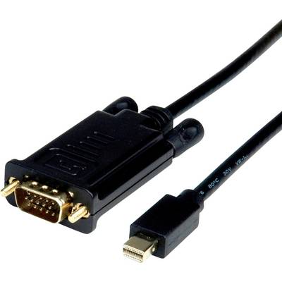 Černý kabel s VGA konektorem a pozlacenými kontakty na jedné straně a DisplayPort konektorem na straně druhé.