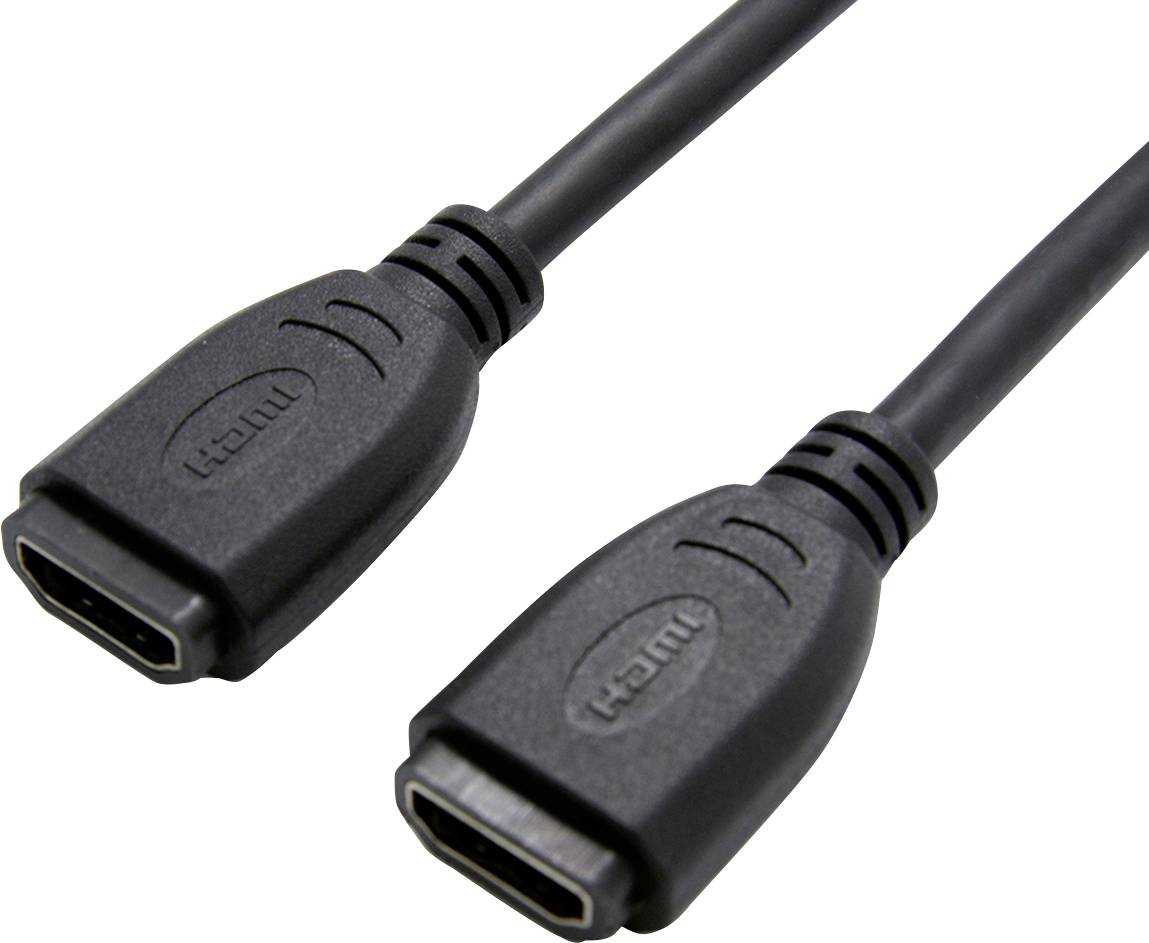 Dva černé HDMI kabely se samičími konektory položené vedle sebe.