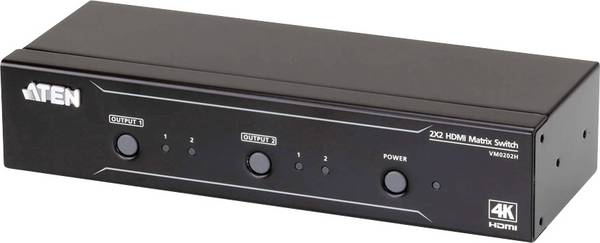 ATEN VM0202H  HDMI matrix přepínač možnost 3D přehrávání, možnost montáže do stojanu, UHD 4096 x 2160 Pixel černá