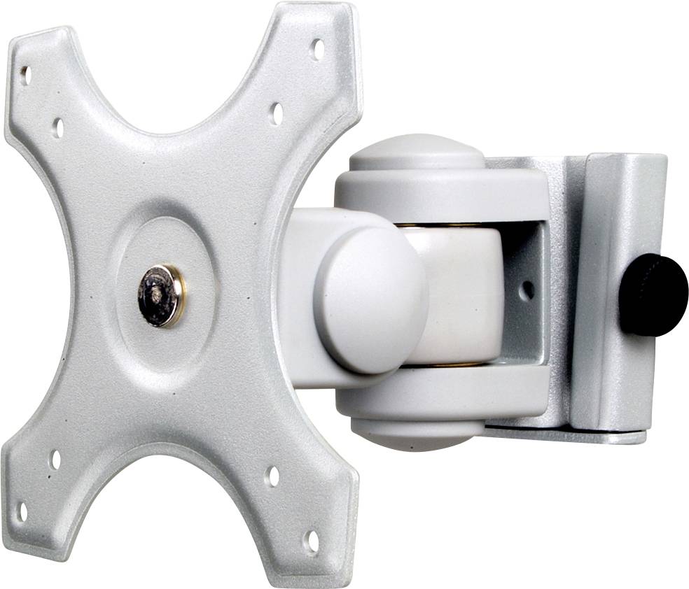 Nastavitelný kovový držák monitoru s mechanismem otáčení a naklopení. Vhodný pro zavěšení obrazovek na stěnu.