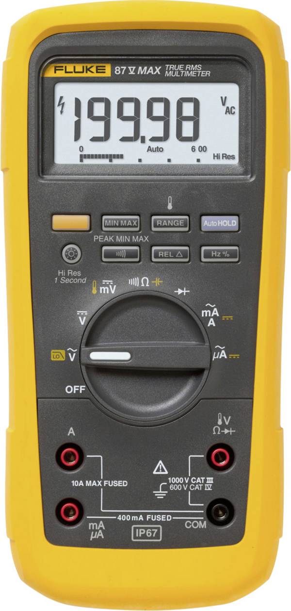 Fluke 87V-MAX digitální multimetr, Kalibrováno dle (DAkkS), kalibrováno DAkkS, vodotěsnost (IP67), CAT III 1000 V, CAT IV 600 V
