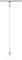 Závěsná lampa s bílým skleněným stínidlem a stříbrnou objímkou, zavěšená na tenkém kabelu. Minimalistický design, vhodný do interiéru.