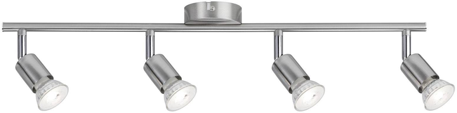 Čtyřramenný, nastavitelný stropní reflektor z kovu v moderním designu. Ideální pro flexibilní osvětlení místností.