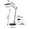 Stolní lampa s nastavitelným ramenem, délka 430 mm. Lampa má průměr 160 mm, základna 180 mm. Síťový kabel 200 cm.