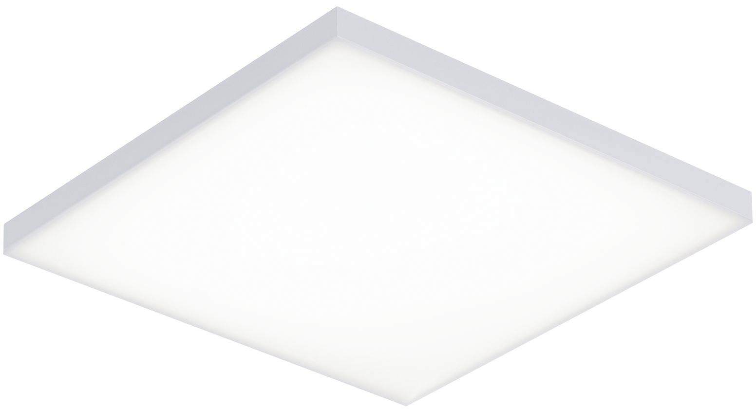 Čtvercové ploché LED stropní svítidlo v bílém provedení, vhodné do moderních interiérů.