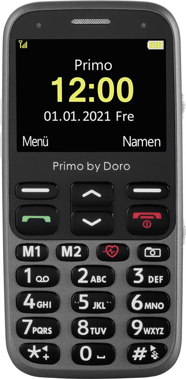 Primo by DORO 368 telefon pro seniory tlačítko SOS grafitová