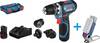 Bosch Professional GSR 12V-15 FlexiClick + GLI DeciLED aku vrtací šroubovák, 12 V, 2 Ah Li-Ion vč. aku lampy, vč. 2x aku, vč. příslušenství, kufřík