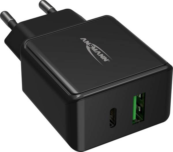 Ansmann HomeCharger HC218PD USB nabíječka, 1x USB A , 1x USB-C®, 18 W, Dodávka energie, černá