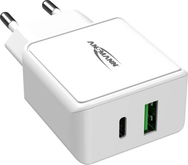 Ansmann HomeCharger HC218PD USB nabíječka, 1x USB A , 1x USB-C®, 18 W, Dodávka energie, bílá