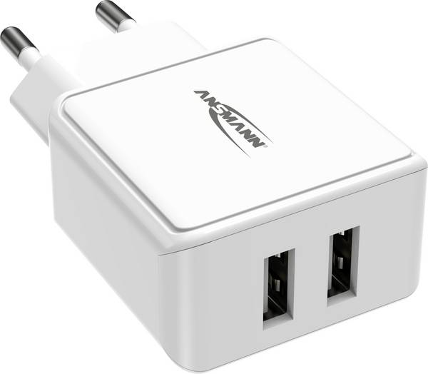 Ansmann HomeCharger HC212 USB nabíječka, 2x USB A, 12 W, bílá