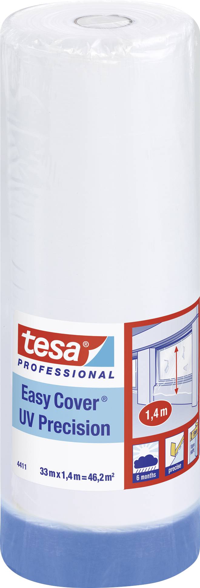 'Role krycí fólie tesa Easy Cover UV Precision, 33 m délka, 1,4 m výška.'
