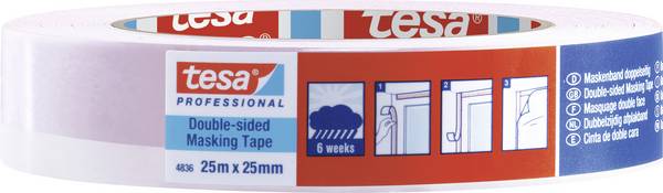 tesa DOUBLE-SIDED 04836-00001-00 oboustranná lepicí páska tesa® Professional červená / bílá (d x š) 25 m x 25 mm 1 ks