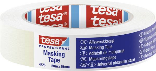 <br>  tesa<br>  STANDARD<br>  04325-00001-01<br>  krepová lepicí páska<br>  tesa® Professional<br>  béžová<br>  (d x š) 50 m x 25 mm<br>  1 ks<br>