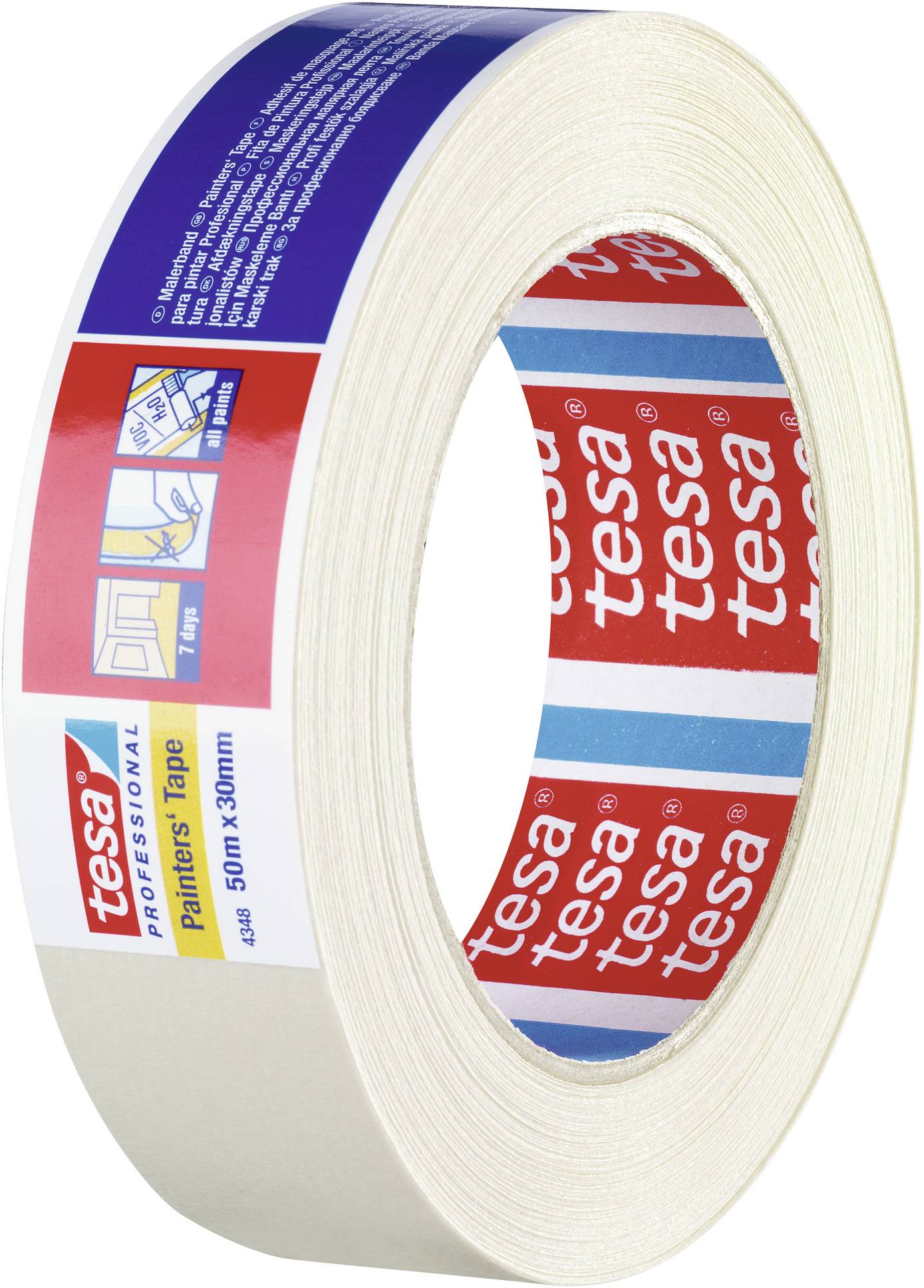Profesionální malířská páska tesa, bílá krycí páska na roli, 50m x 38mm, k ochraně povrchů při malování.