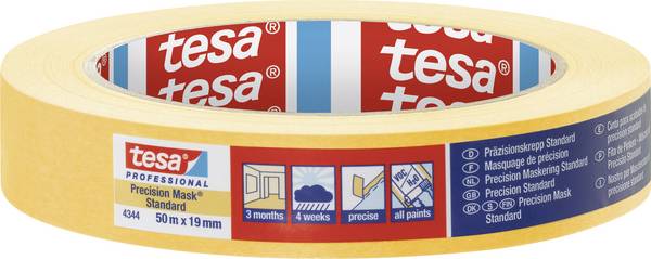 tesa PRECISION STANDARD 04344-00004-00 krepová lepicí páska Precizní krep® žlutá (d x š) 50 m x 19 mm 1 ks